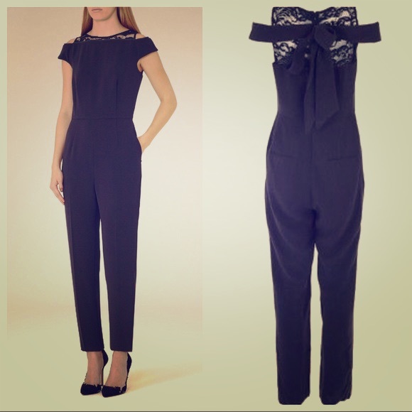 Reiss Nicky Lace Back Jumpsuit Night Navy size 8 - Picture 1 of 5